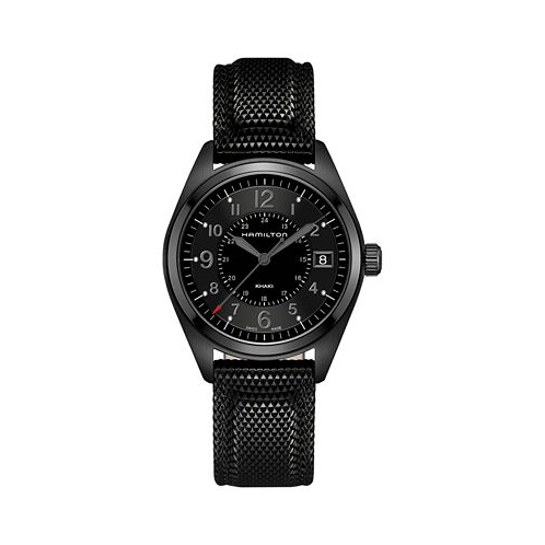 Hamilton Mens Swiss Khaki Field Black Rubber Strap Watch 40mm H68401735