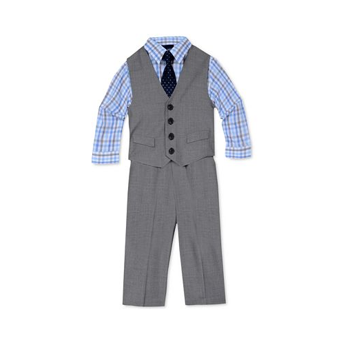 Nautica Baby Boys Sharkskin Suit Vest Pants Shirt and Tie 4 Piece Set