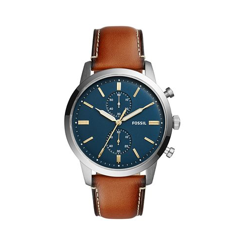 Fossil Mens Chronograph Townsman Light Brown Leather Strap Watch 44mm FS5279