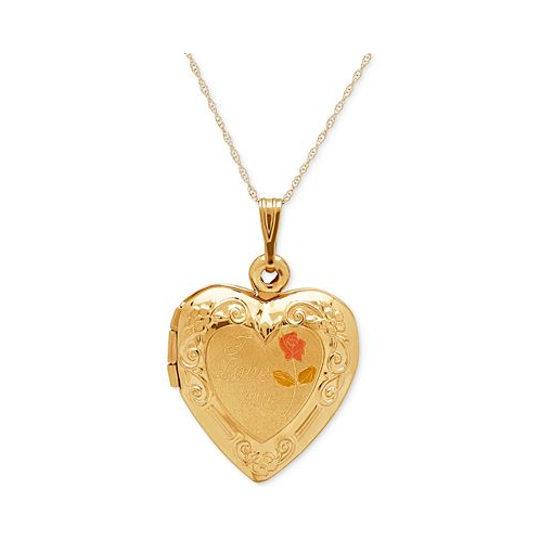 Italian Gold Engraved Heart Locket 18 Pendant Necklace in 10k Gold