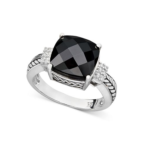 EFFY Collection Balissima by EFFY Onyx (10 x 10mm) and Diamond Accent in Sterling Silver