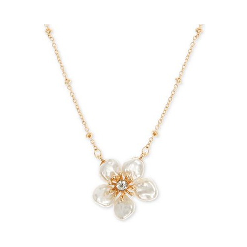 Lonna & lilly Gold-Tone Crystal Flower Pendant Necklace 16 + 3 extender