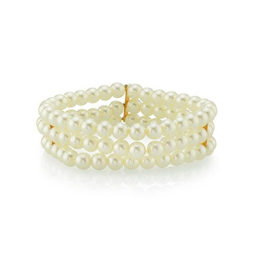 2028 Gold-Tone Simulated Pearl 3-Row Bracelet