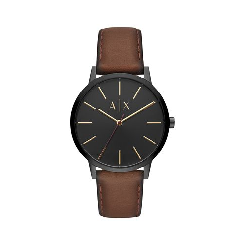 A|X Armani Exchange Mens Brown Leather Strap Watch 42mm