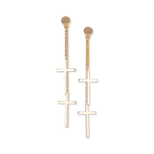 GUESS Chain & Cross Front-and-Back Earrings