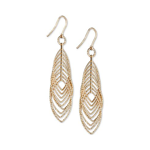 Italian Gold Textured Marquise Multi-Ring Drop Earrings in 14k Gold-Plated Sterling Silver