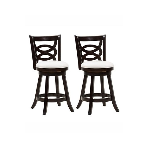 CorLiving Counter Height Wood Barstools with Leatherette Seat and Circular Design Set of 2