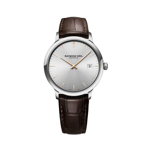 Raymond Weil Mens Swiss Toccata Brown Leather Strap Watch 39mm