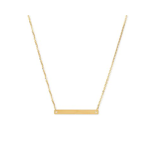 Italian Gold Polished Bar 18 Pendant Necklace in 14k Gold