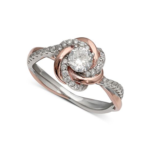 Giani Bernini Cubic Zirconia Love Knot Ring in 18k Rose Gold Over Sterling Silver and Sterling Silver