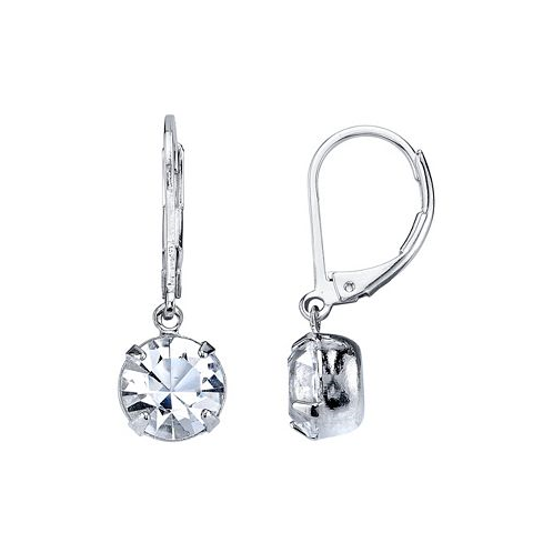 2028 Silver-Tone Genuine Crystal Drop Earrings