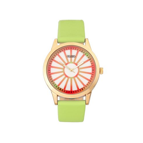Crayo Unisex Electric Light Green Leatherette Strap Watch 41mm