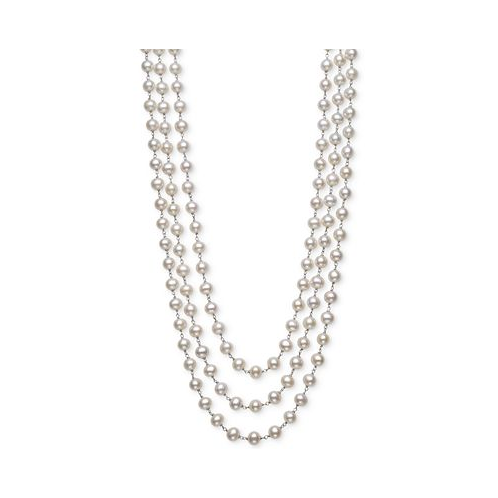 Belle de Mer Cultured Freshwater Pearl (7mm) Triple Strand 18 Statement Necklace in Sterling Silver