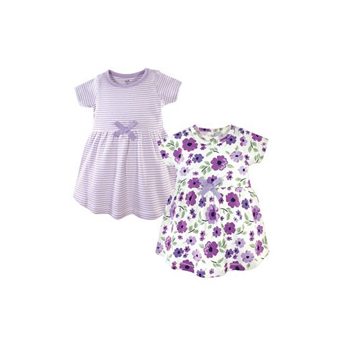 Touched by Nature Baby Girls Baby ganic Cotton Short-Sleeve Dresses 2pk Purple Garden