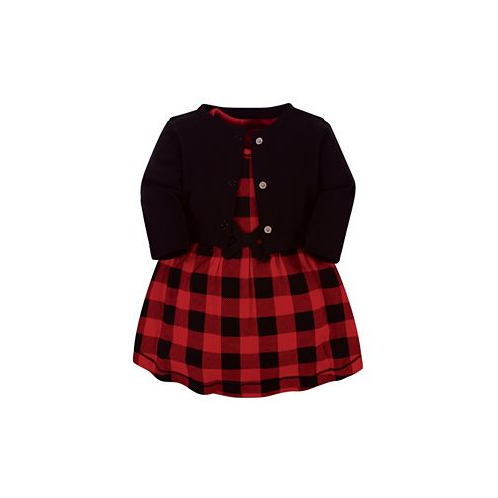 Touched by Nature Baby Girls Baby Organic Cotton Dress and Cardigan 2pc Set Buffalo Plaid