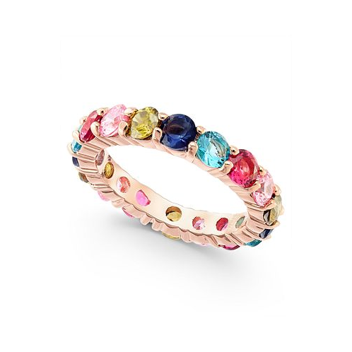 Charter Club 18K Rose Gold Plate Multicolor Crystal Ring