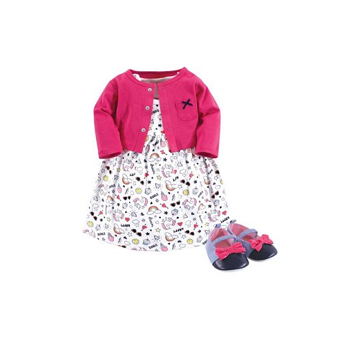 Little Treasure Baby Girl Dress Cardigan and Shoes Set