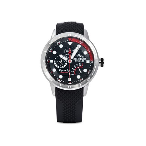 Strumento Marino Mens Regatta VIP Day Retrograde Black Silicone Performance Timepiece Watch 46mm