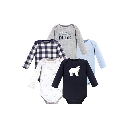 Hudson Baby Baby Boys Cotton Long-Sleeve Bodysuits 5pk Polar Bear