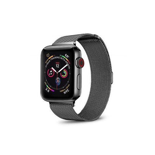 Posh Tech Mens and Womens Apple Black Stainless Steel Replacement Band 44mm