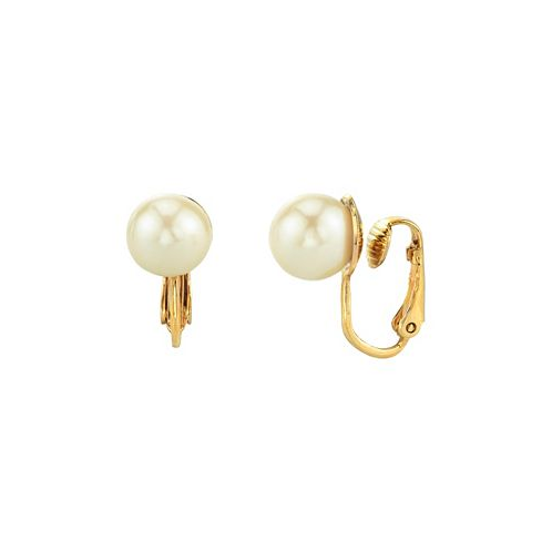 2028 14K Gold-Dipped Imitation Pearl Clip Earrings