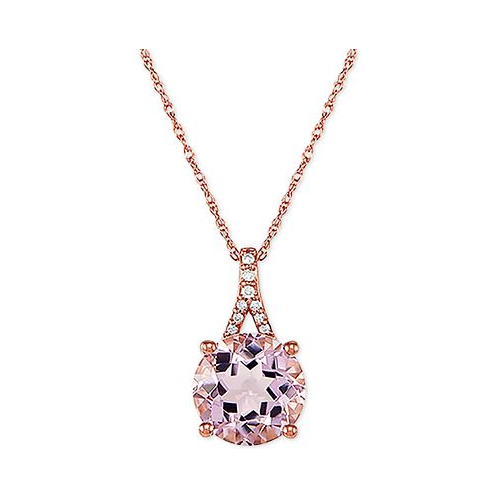 Macys Pink Amethyst (2-1/2 ct. t.w.) and Diamond Accent 18 Pendant Necklace in 14k Rose Gold
