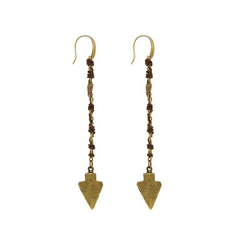 by 1928 14 K Gold Dipped Wrapped Linear Arrowhead Earring with Crystals