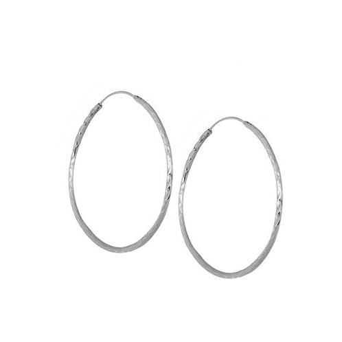 Essentials And Now This Medium Textured Endless Hoop Earrings 2 in Silver or Gold Plate
