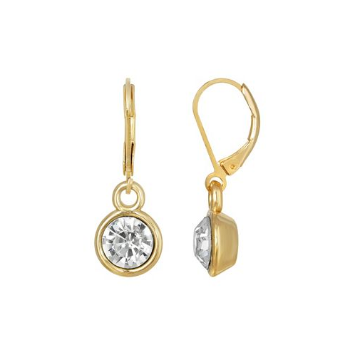 2028 Gold-Tone Round Crystal Drop Earring