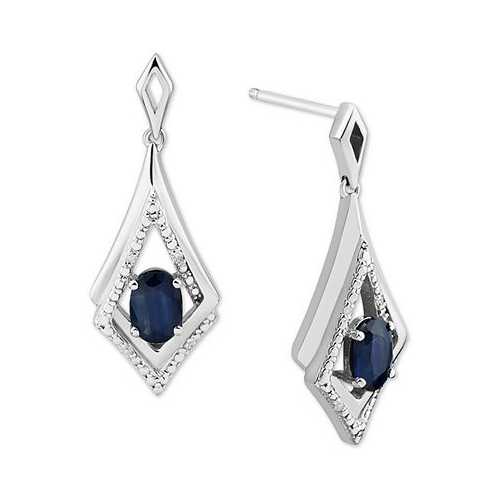Macys Sapphire (1-1/3 ct. t.w.) & Diamond Accent Drop Earrings in Sterling Silver (Also in Ruby)
