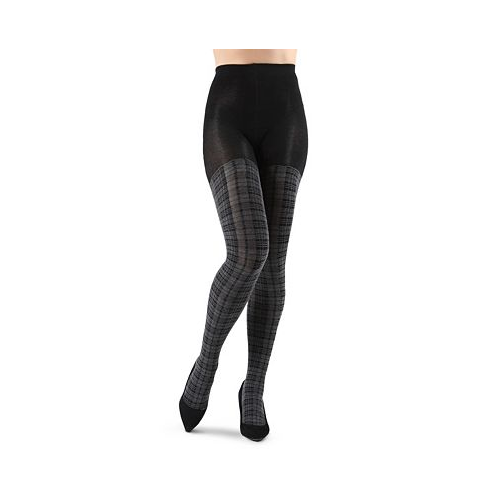 MeMoi Womens Faded Plaid Patterned Sweater Tights