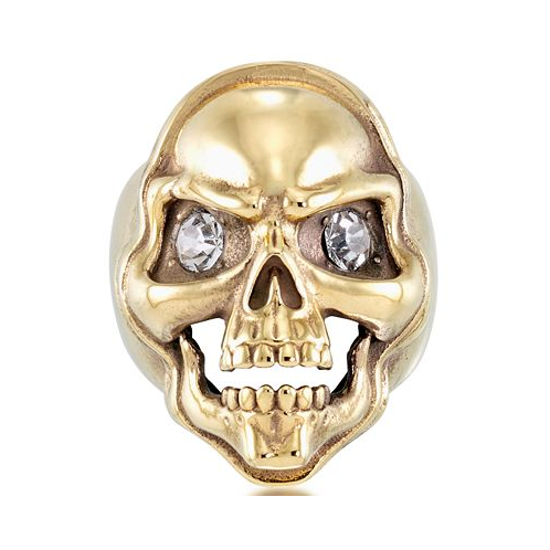 Andrew Charles by Andy Hilfiger Mens Cubic Zirconia Skull Ring in Yellow Ion-Plated Stainless Steel