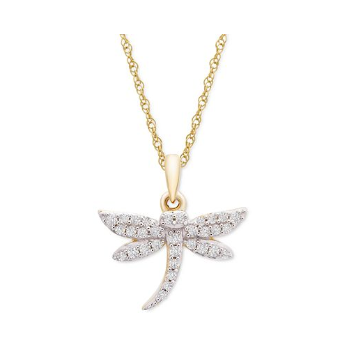Wrapped Diamond Dragonfly 18 Pendant Necklace (1/8 ct. t.w.) in 10k Gold