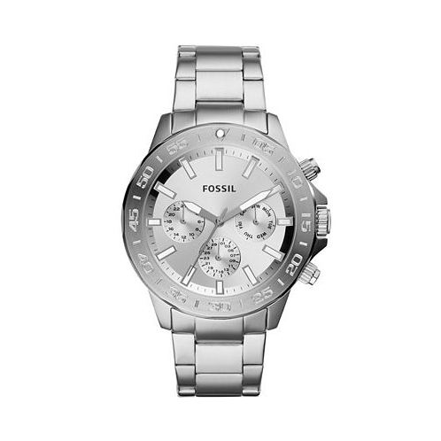 Fossil Mens Bannon Multifunction Stainless Steel Silver-Tone Bracelet Watch 45mm