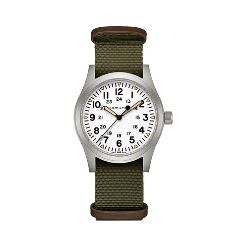 Hamilton Mens Swiss Khaki Field Green Textile Strap Watch 42mm