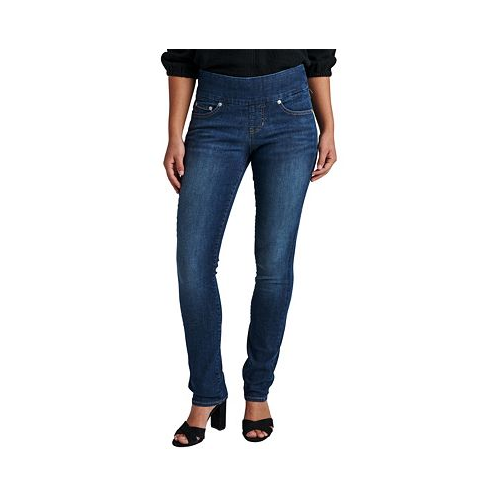 JAG Womens Peri Pull On Mid Rise High Stretch Straight Jeans