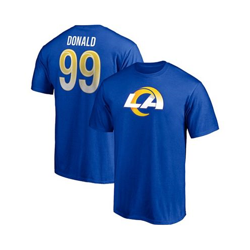 Fanatics Mens Aaron Donald Royal Los Angeles Rams Player Icon Name and Number T-shirt