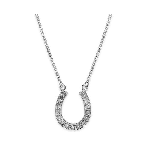 Macys Diamond Horseshoe Pendant Necklace in Sterling Silver (1/10 ct. t.w.)