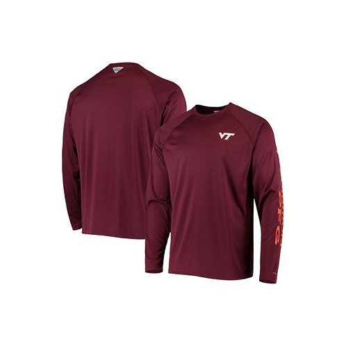 Columbia Mens PFG Maroon Virginia Tech Hokies Terminal Tackle Omni-Shade Long Sleeve T-shirt