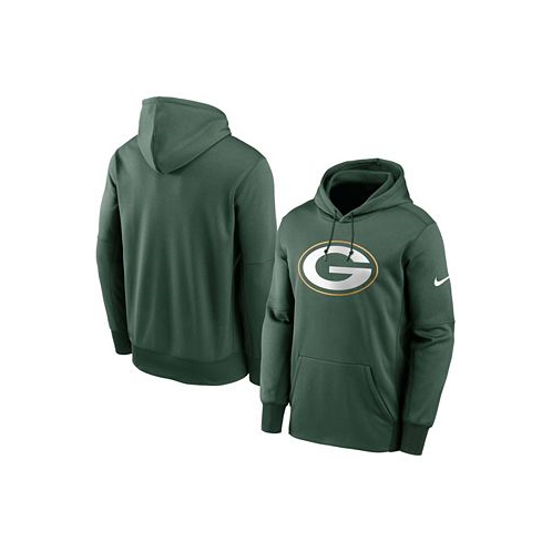 Nike Mens Big and Tall Green Green Bay Packers Fan Gear Primary Logo Therma Performance Pullover Hoodie
