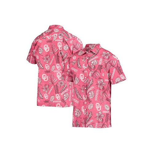 Wes & Willy Mens Crimson Oklahoma Sooners Vintage-Like Floral Button-Up Shirt