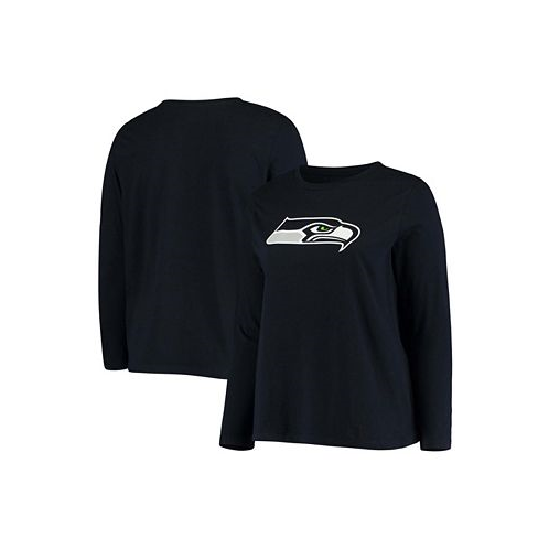 Fanatics Womens Plus Size College Navy Seattle Seahawks Primary Logo Long Sleeve T-shirt