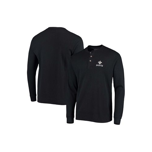 Dunbrooke Mens Black New Orleans Saints Maverick Thermal Henley Long Sleeve T-shirt