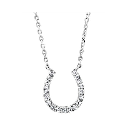 EFFY Collection EFFY Diamond Horseshoe 18 Pendant Necklace (1/6 ct. t.w.) in Sterling Silver