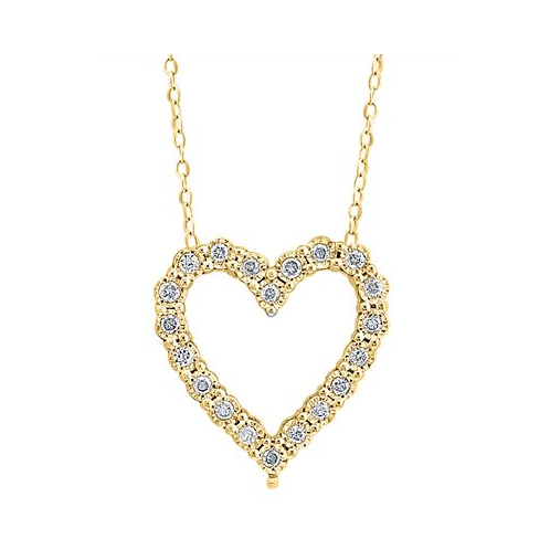 EFFY Collection EFFY Diamond Heart 18 Pendant Necklace (1/4 ct. t.w.) in Sterling Silver or 14k Gold-Plated Sterling Silver