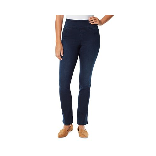 Gloria Vanderbilt Womens Amanda Pull-On Slim-Straight Jeans