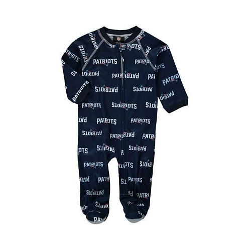 Outerstuff Infant Boys and Girls Navy Blue New England Patriots Piped Raglan Full Zip Coverall