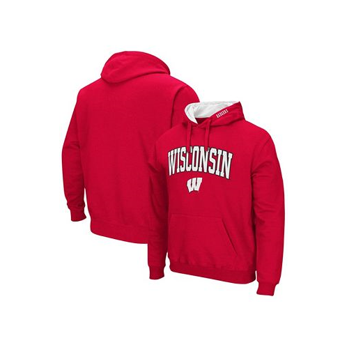 Colosseum Mens Red Wisconsin Badgers Arch Logo 3.0 Pullover Hoodie