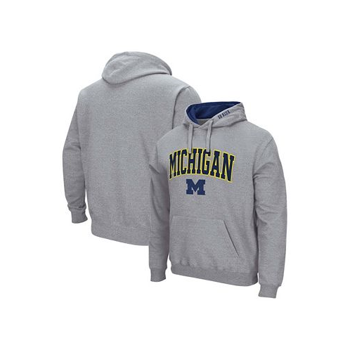 Colosseum Mens Heathered Gray Michigan Wolverines Arch Logo 3.0 Pullover Hoodie