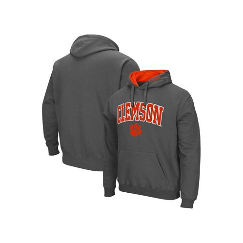 Colosseum Mens Charcoal Clemson Tigers Arch and Logo 3.0 Pullover Hoodie